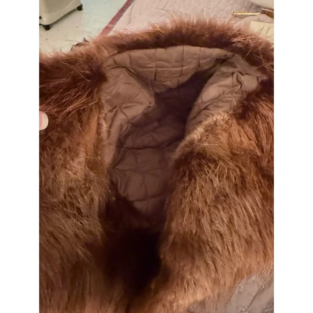 Vintage Beaver Fur Womens Trapper Hat One Size Reddish Brown Earflaps Pom-poms